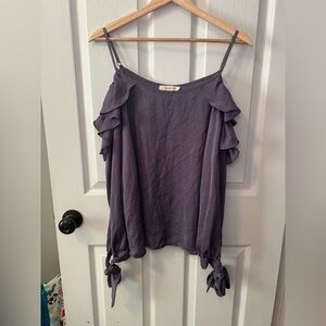 Francesca’s Purple Ruffle Strap Top Women’s Medium